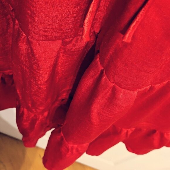 NEW MONTEAU Los Angeles red scallop dress size L @Z - Picture 4 of 12